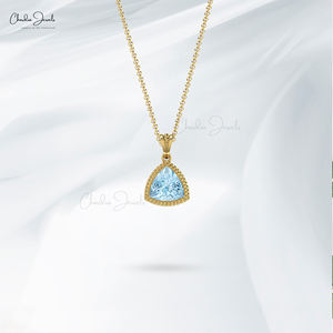 Proveedor Popular: Anillo de Compromiso Cristiano Personalizable de Oro Fino de 14k con Aguamarina Natural de 1 CT, Engaste de Garras, Corte Trillón, Hecho a Mano y de Moda - Product Image 5