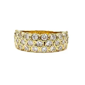 Beste Verarbeitung Shinn ing Hochwertige 14 Karat massives Gelbgold Real Diamond Runde Solitaire Cluster Ringe für Mädchen