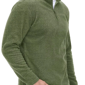 Color sólido secado rápido nuevo diseño de moda de algodón de talla grande nuevo estilo verano manga larga cuarto cremallera polos hombres - Product Image 2