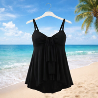 Trajes de Baño Tankini Negros de Talla Grande para Mujer con Shorts y Vuelo