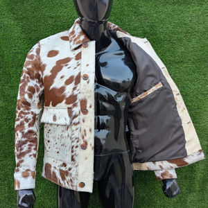 New Cowhide <b>Leather</b> Men's Hair-On Cowhide <b>Leather</b> <b>Jacket</b> Western Trucker Pony Skin Style <b>Real</b> Coat crocodile skin <b>jacket</b> for men - Product Image 3