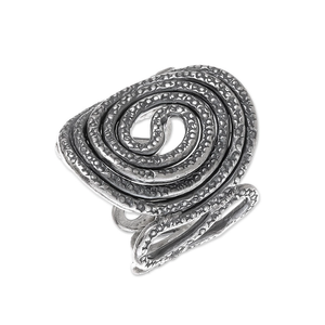 Anillo de cóctel de estilo Punk cristiano ecológico con patrón de espiral de Plata de Ley 925, fábrica de regalos de boda hechos a mano Unisex - Product Image 1