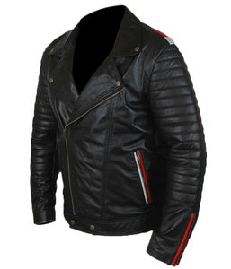 Nouvelle veste en cuir de haute qualité pour homme, coupe ajustée, fermeture éclair, couleur unie, design simple, col montant, en cuir de vachette vintage, collection automne-hiver - Product Image 4