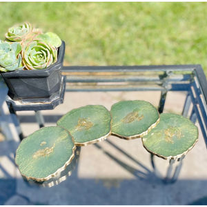 Dessous de verre en acrylique transparent de forme ronde de garde de surface de table Sous-verres de thé de couleur verte de la plus haute qualité parfaits pour la maison et la cuisine - Product Image 5