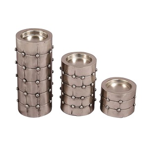 Ensemble chaud de 3 piliers de bougie en métal T Light bougeoir en aluminium plaqué argent pour décor de mariage bougeoir de table de luxe - Product Image 1
