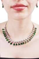 925 argent plaqué étoile collier bijoux en pierre naturelle cz émeraude collier et boucles d'oreilles ensemble bijoux de mode pour les femmes