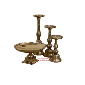 Bol à fruits à piédestal en aluminium, ensemble de 3 pièces centrales bols de service de fruits à salade en métal bol de décoration en or Antique - Product Image 3