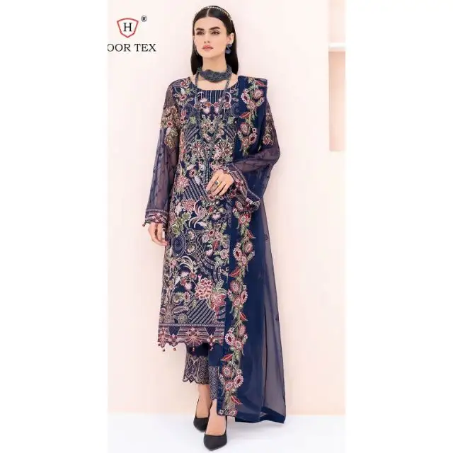 Nieuwe Designer Moderne Collectie Zware Faux Georgette Salwar Kameez Met Dupatta Met Borduurwerk Sequentie Werk Fabrikant Surat