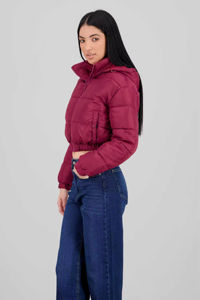 <b>Top</b> Selling Women Cropped Puffer Jackets Customized Color Quilted Winter <b>Coat</b> High Neck Zipper Closure Dyed Cotton - Product Image 3