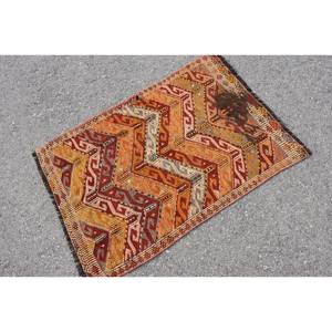 <b>Traditional</b> Red Orange Patchwork Wool <b>Rug</b> 2.7 X 3.8ft Turkish Large Area Rectangle Hallway for Teen Latex for Room Bedside Use - Product Image 4