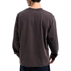 เสื้อยืดผู้ชายวินเทจโอเวอร์ไซส์ออกแบบได้ตามต้องการเสื้อ100% ผ้าฝ้ายแขนยาวเปิดไหล่ปล่อยทรงหลวม - Product Image 5