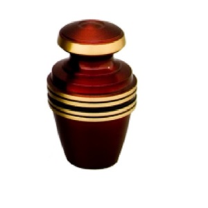 High Quality Brass Cremation <b>Keepsake</b> Urns With Gold Band And Red Color Finished Metal Funeral Urns <b>For</b> Human <b>Ashes</b> - Product Image 1