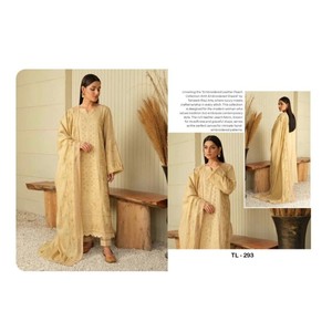 หนังแท้คุณภาพสูงสีพีช shalwar kameez winterwear คอลเลกชันทนทาน4ฤดูพร้อมผ้าคลุมไหล่ในราคาขายส่งสำหรับผู้หญิง - Product Image 4