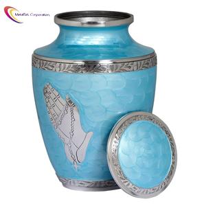 โถเผาศพสีน้ำเงินสดใสกางเขนสำหรับงานศพของผู้ใหญ่โกศใส่เถ้ากระดูกสไตล์อเมริกัน - Product Image 2