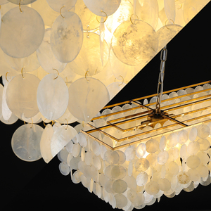 Toptan Modern dikdörtgen Capiz Seashell yağmur süspansiyon lamba ışıkları oturma odası dikdörtgen Capiz kabuk katmanlama avize - Product Image 4