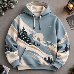 Christmas Inspired Embroidered Printed Custom Hoodies Winter Pullover Sweatshirt 100%Cotton Fleece Unisex OEM Wholesale Clothing - Product Image 3