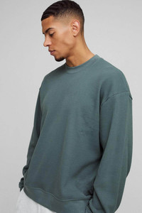 Nouveau de haute qualité durable forêt étendu cou Boxy homme tissé onglet gaufré hommes sweat personnalisé coton mélangé sweat - Product Image 2