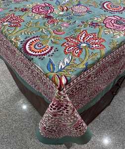 Design floral main bloc imprimé 100% couverture de Table en coton écologique conception artisanale nappe lavable nappe artisanale - Product Image 2