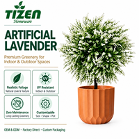 Tanaman Lavender Buatan 45cm dalam Pot, Bunga Putih Palsu, Pot Oranye, Bahan PE, Tahan UV, untuk Dekorasi Dalam dan Luar Ruangan