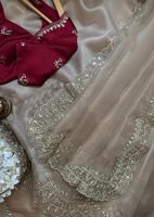 Designer indien pur doux organza soie Sari pour les jolies femmes fête mariage Festival porter avec esthétique ethnique Blouse