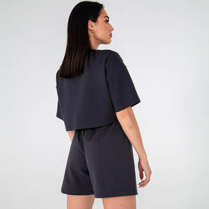 Custom <b>Women's</b> Summer Solid Color Fashion Boxy Fit Casual <b>T</b>-<b>Shirt</b> <b>and</b> <b>Shorts</b> Sports Suit Two Piece <b>Women's</b> <b>T</b>-<b>shirt</b> <b>Set</b> - Product Image 6