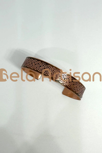 Pulsera de cobre Brazalete ancho antiguo con hermoso diseño y cierre magnético de canal Pulsera curativa de cobre artesanal Bela - Product Image 3