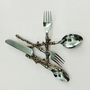 Nuevo Juego de Cubiertos de Acero Inoxidable con Diseño de Mango de Ramita en Tono Plateado Real, Juego de Cubiertos de Lujo con Nuevo Estilo - Product Image 2