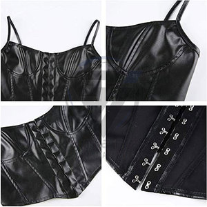 Corset amincissant pour femme en cuir PU et néoprène, imprimé gaufré, fermeture à agrafes, maintien ferme, design respirant pour usage quotidien - Product Image 3