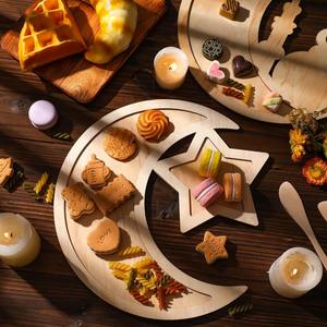 Bandeja de Ramadán de Luna y Estrella, Perfecta para servir dulces, dátiles, frutas secas y decoración festiva de Mesa de la India - Product Image 1