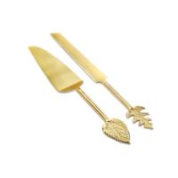 Juego de servidor de cuchillos de pastel de Metal de alta calidad para bodas y fiestas Utensilio de servicio de corte de pastel elegante del fabricante