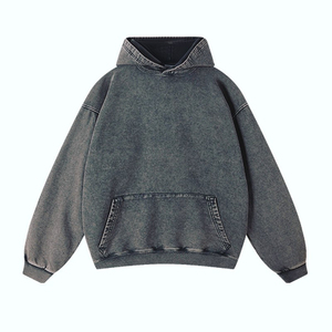 เสื้อฮู้ดดี้ทรงหลวมแบบย้อมสีเอซิด ปรับแต่งได้ ผ้าคอตตอน 85% โพลีเอสเตอร์ 15% ดีไซน์ไหล่ตก มีเชือกผูกโลโก้ สไตล์ลำลอง ใส่ได้ในฤดูหนาว ลายดิจิทัล - Product Image 5