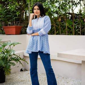 Essential Cotton Short Top Comfortable Soft Fabric Casual Everyday Wear Modern Womens Style Maruti Fashion Indian Kurta/<b>Kurti</b> - Product Image 4