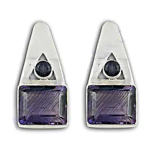 Vintag Vintage 925 Silver <b>Earrings</b> with Amethyst Gemstone <b>14K</b> & 18K <b>Gold</b> Plated <b>Hoop</b> Heart-shaped Trendy Jewelry for Women - Product Image 1