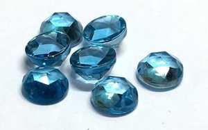 Topacio azul cielo natural, forma redonda, 9mm, Topacio Azul, piedra preciosa cortada en rosa para la fabricación de joyas - Product Image 2