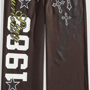 Pantalon homme à séchage rapide lavé taille élastique respirant hommes décontracté coton imprimé fait Joggers pour Street Wear pantalon de survêtement évasé - Product Image 6