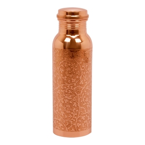 Botella de agua de cobre puro 100% con diseño Ayurvédico de boca ancha, tapa de rosca de alta calidad para gimnasio, Camping, estilo de vida, hombres y mujeres - Product Image 1