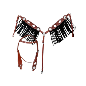 Équipement équestre en cuir occidental artisanal de qualité supérieure |   Ensemble de têtière et de plastron perlés |   Équipement d'équitation durable |   2026 - Product Image 1