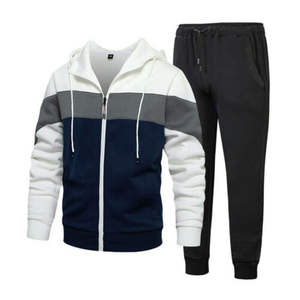 Conjunto Deportivo de Invierno para Hombre, Sudadera con Capucha y Pantalones de Chándal, Diseño de Rayas en Contraste, Alta Calidad, Estilo Deportivo, con Cierre Completo - Product Image 6