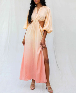 Collection de vêtements de plage chauds pour femmes nouvelle robe boutonnée à manches courtes en rayonne avec col en V pour le plaisir de la plage - Product Image 1
