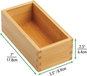 Bamboo <b>Storage</b> Bin Container Drawer Organizer Crate Boxes for <b>Kitchen</b> Pantry Cabinet Shelf <b>Island</b> or Countertop Holds Snacks - Product Image 6