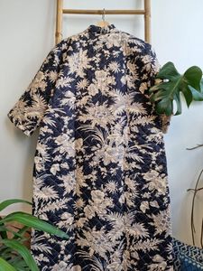 Matelassé pur coton réversible mi-longueur unisexe toute saison Dressing Kimono Robe Boho Blockprint Monochrome noir Beige Oriental - Product Image 4