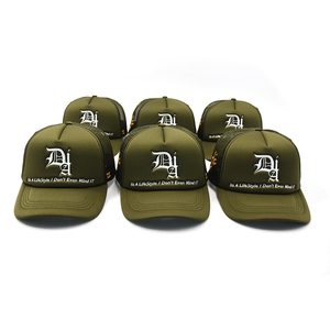 Chapeau de camionneur vert 5 panneaux de haute qualité casquette en maille broderie personnalisée Logo formel éponge Denim chapeau en toile en gros pour la performance - Product Image 5