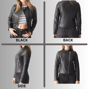 Chaqueta de piel auténtica para mujer de talla grande y diseño personalizado, chaqueta de piel auténtica para mujer, chaquetas estilo motocicleta para mujer - Product Image 5