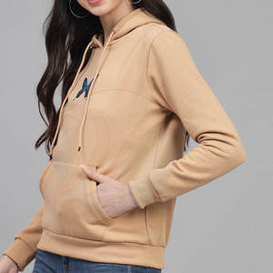 เสื้อฮู้ดผู้หญิงขายดีที่สุด เป็นมิตรกับสิ่งแวดล้อม สีพื้น สตรีทแวร์ ออกแบบโลโก้ด้านหน้าได้ตามต้องการ กันลม ระบายอากาศได้ดี น้ำหนัก 340 กรัม สำหรับฤดูหนาว - Product Image 3