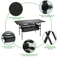 Table de pique-nique pliable portable d'extérieur, table en aluminium enroulable pour camping en plein air, plage, jardin, barbecue, pique-nique
