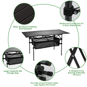 Tavolo Pieghevole Portatile <span class=keywords><strong>da</strong></span> Picnic e <span class=keywords><strong>Campeggio</strong></span> <span class=keywords><strong>in</strong></span> <span class=keywords><strong>Alluminio</strong></span>, Arrotolabile per <span class=keywords><strong>Campeggio</strong></span>, Spiaggia, Giardino, Barbecue e Picnic - Product Image 3