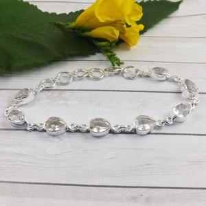 Beautiful Solid 925 Sterling <b>Silver</b> White Topaz Gemstone Handmade Fine <b>Silver</b> Tennis <b>Bracelet</b>-Trendy Party Gift Jewelry - Product Image 4