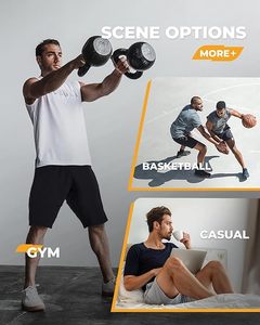 Shorts de sport d'été pour homme, shorts de sport doux et respirants, shorts décontractés fins gris et noir, classiques avec deux poches latérales profondes. - Product Image 4