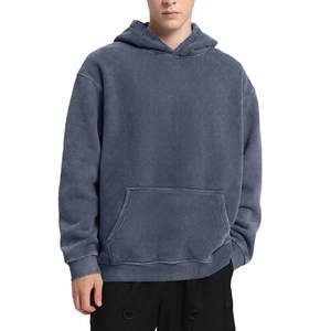 Streetwear conception personnalisée en détresse broderie Patch Logo sweats à capuche surdimensionnés pour hommes français éponge strass unisexe Baggy sweats à capuche - Product Image 2