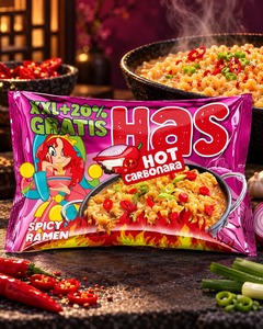 Fideos Instantáneos Picantes con Carbonara, Harina de Trigo, Certificación HACCP y Halal, XXL 120g, 5 Minutos de Cocción, 18% de Grasa, SRB - Product Image 2